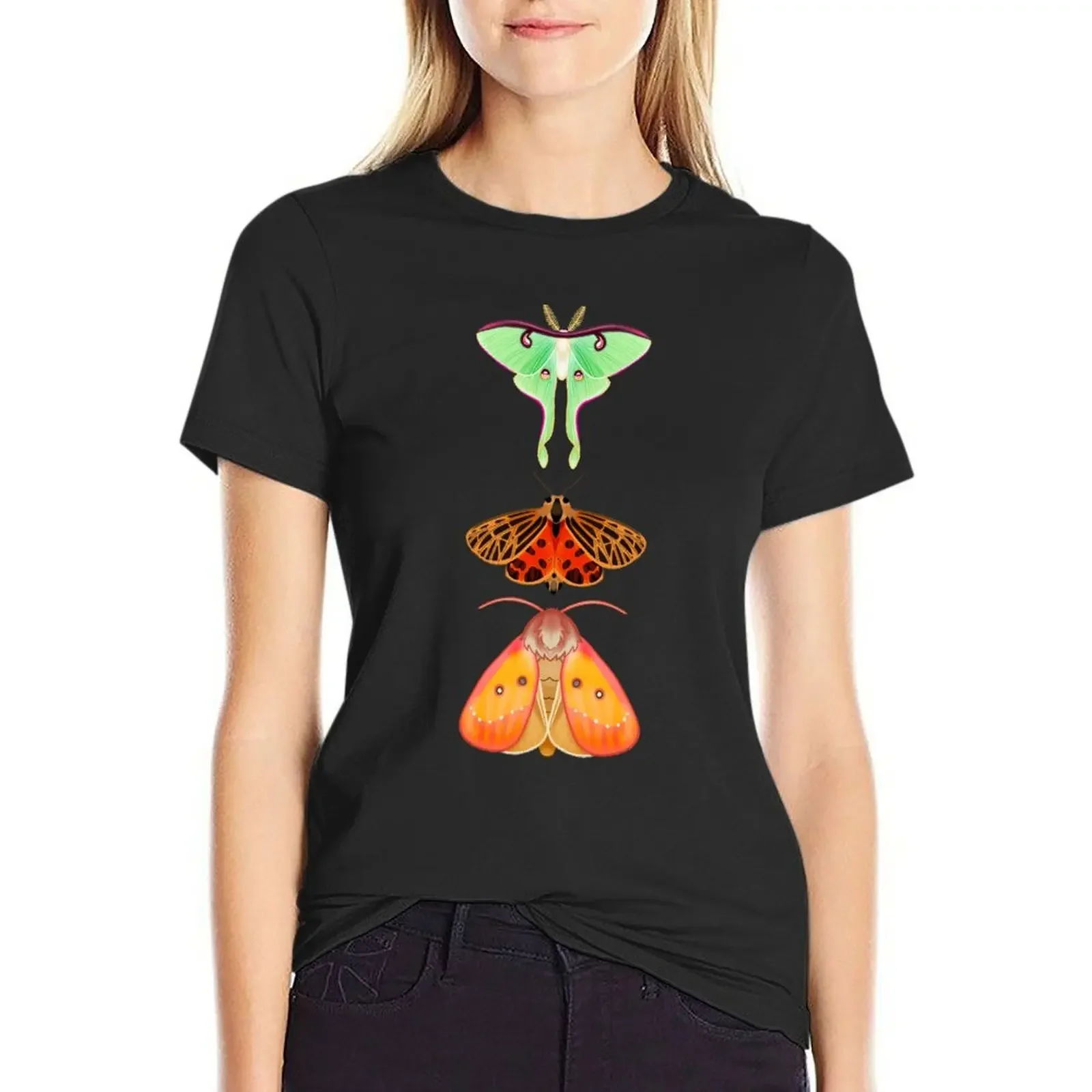 

Moths T-Shirt hippie clothes anime clothes new edition summer top white t-shirt dress for Women sexy