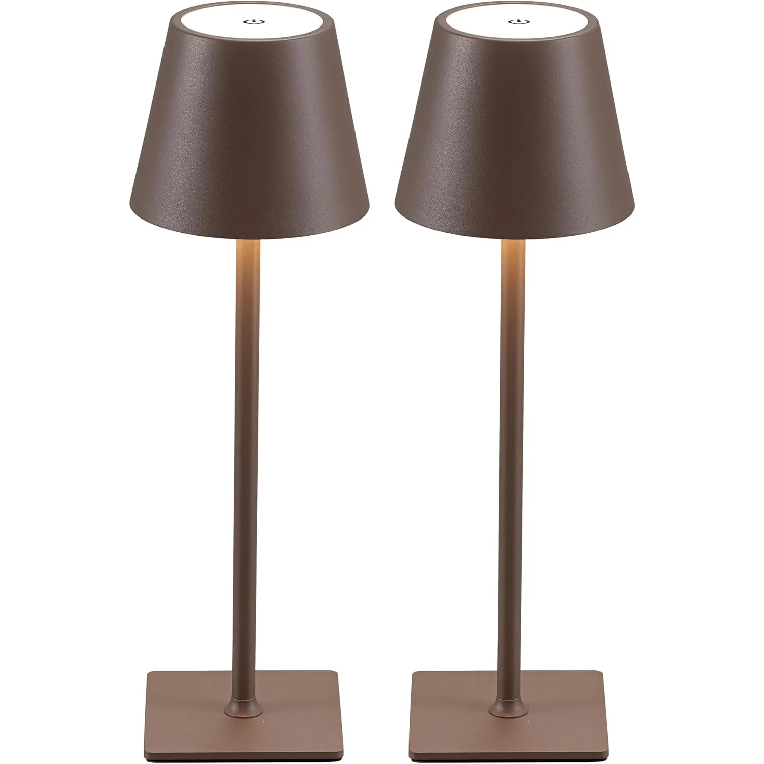 

2 sets of cordless desk lamps, portable LED desk lamps, powered by 5000mAh batteries, 3-color stepless dimming (brown)