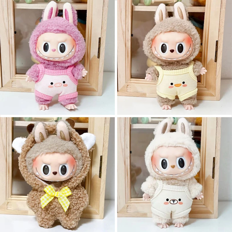 

In Stock Labubu Macaron Pendant Doll Clothes Accessories 17cm Kawaii Diy Ornament With Clothing And Dress Festival Custom Gifts