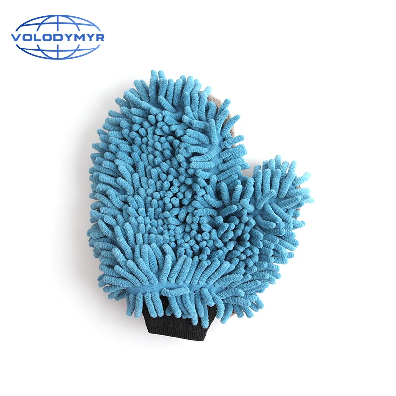 Chenille Coral Velvet Glove Microfiber Car Window Cleaner Blue Wash Mitt Duster for Detail Detailing Car Wash Auto Cleaning