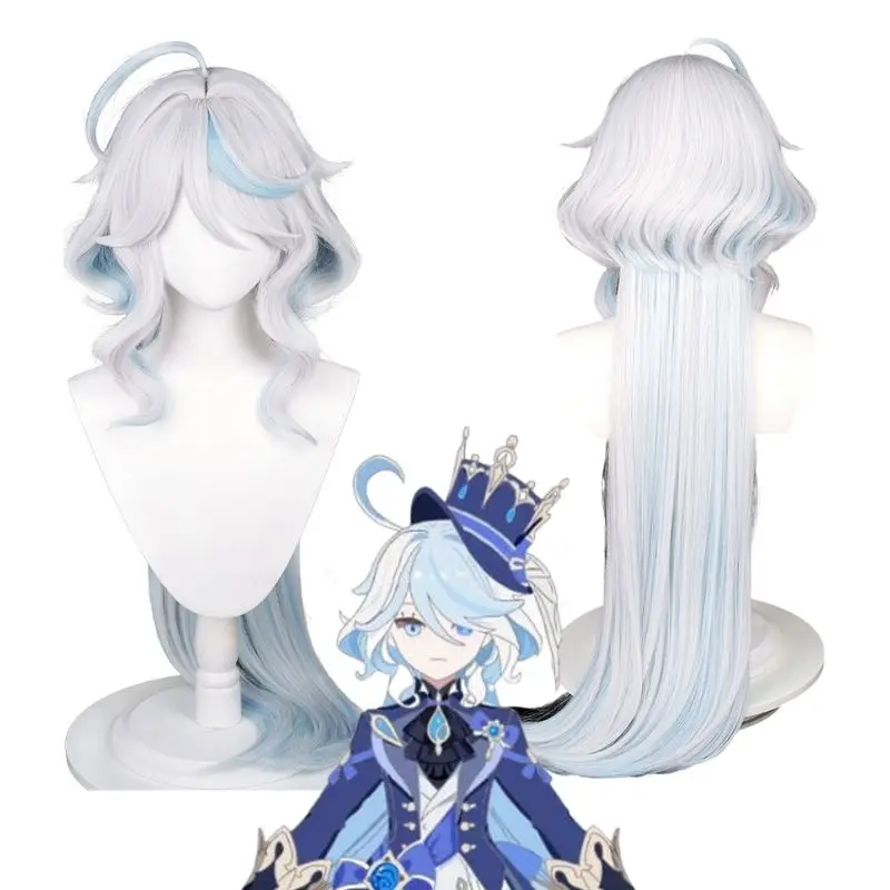 

Game Genshin Impact Focalors Cosplay Wig Long White Wig Anime Cosplay Wigs Heat Resistant Synthetic Hair Halloween Party Props