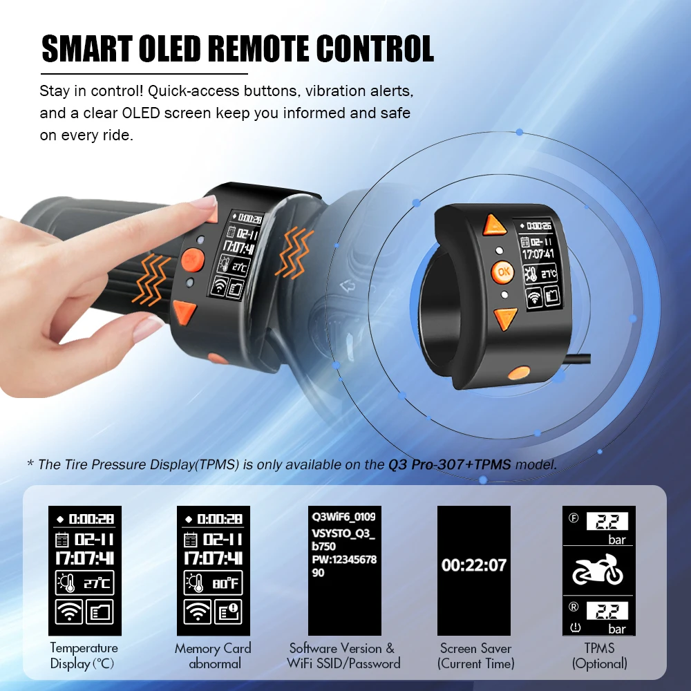 SYS VSYS P6FL Pro Q6L WiFi 전신 방수 2 채널 오토바이 블랙 박스 듀얼 1080P SONY IMX307 풀 HD 150° 광각 렌즈 카메라 레코더 모터사이클 DVR 대시 카메라 GPS 추적 주차 모드가 있는 액션 캠