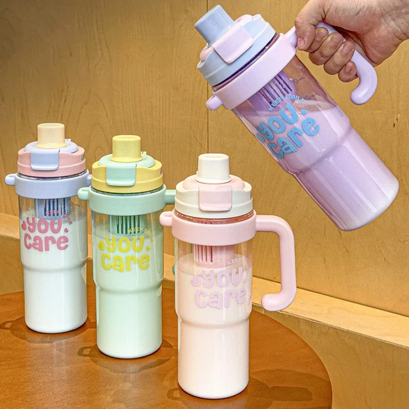 1200ML Portable Straw Water Bottle Handheld Large Capacity Sports Mug Drinking Cup for Female Cold and Hot Water Bottle Outdoor