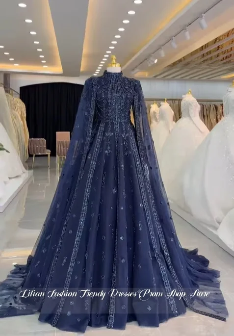 مخصص البحرية ثوب مسائي رائع مطرز فستان مطرز مناسبة رسمية ثوب مسائي فستان الخطوبة فستان حفلات الزفاف #4