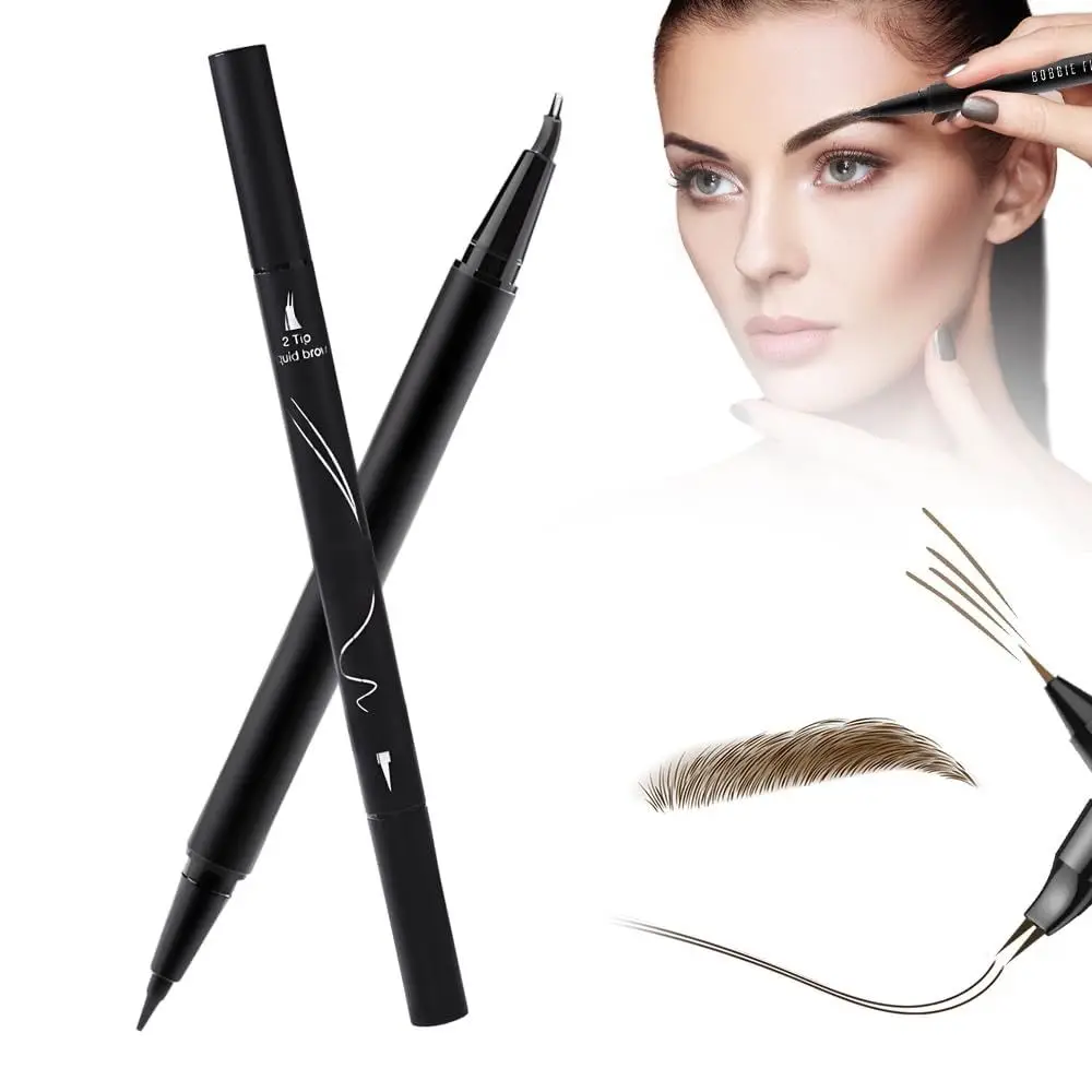Penna per sopracciglia curva 2 in 1 Matita per sopracciglia impermeabile ad asciugatura rapida con punta curva e punta precisa a lunga durata