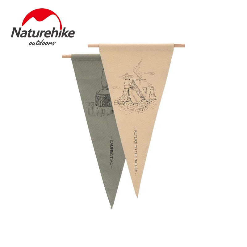 Naturehike Camp Triangular/Shield Canvas Flag Vintage Original Pattern Decorative Flag Party Atmosphere Hang Up Flag 26x 42cm