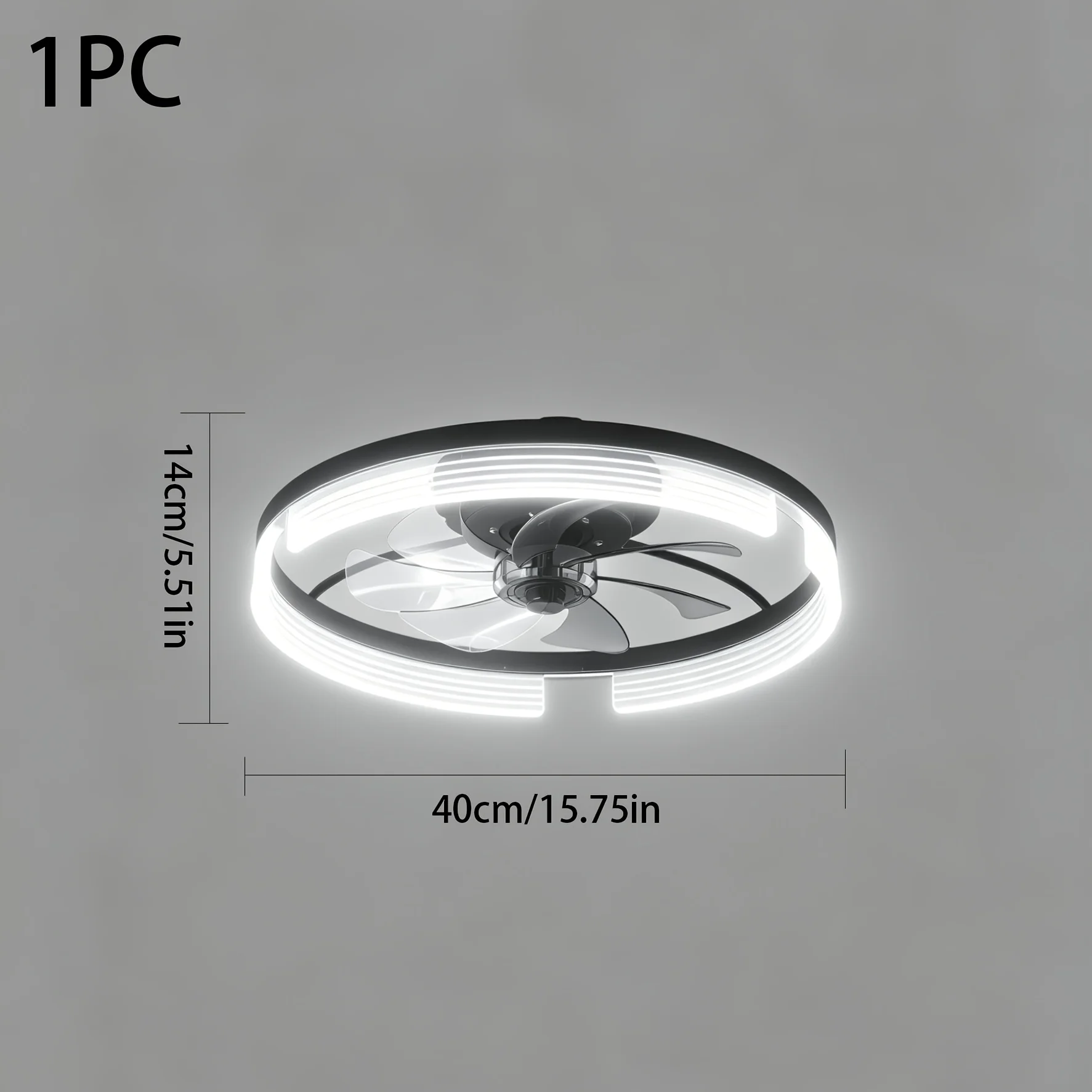 15.7-inch embedded LED ceiling fan with 7blades and lights and remote control, adjustable from 3000K to 6500K lighting.