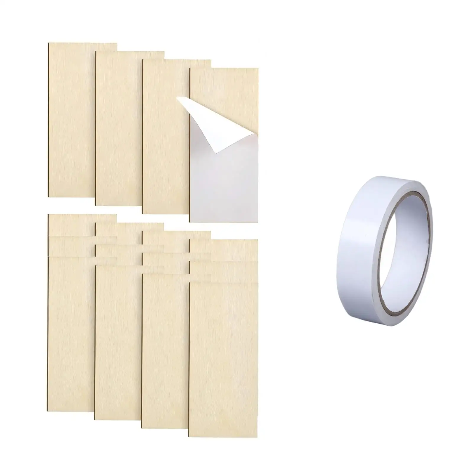 16 Pieces Wood Repair Panel with Double-Sided Tape Adhesive-Backed Wooden Hinge Filler Plate with Tape Hinge Cutout Cover