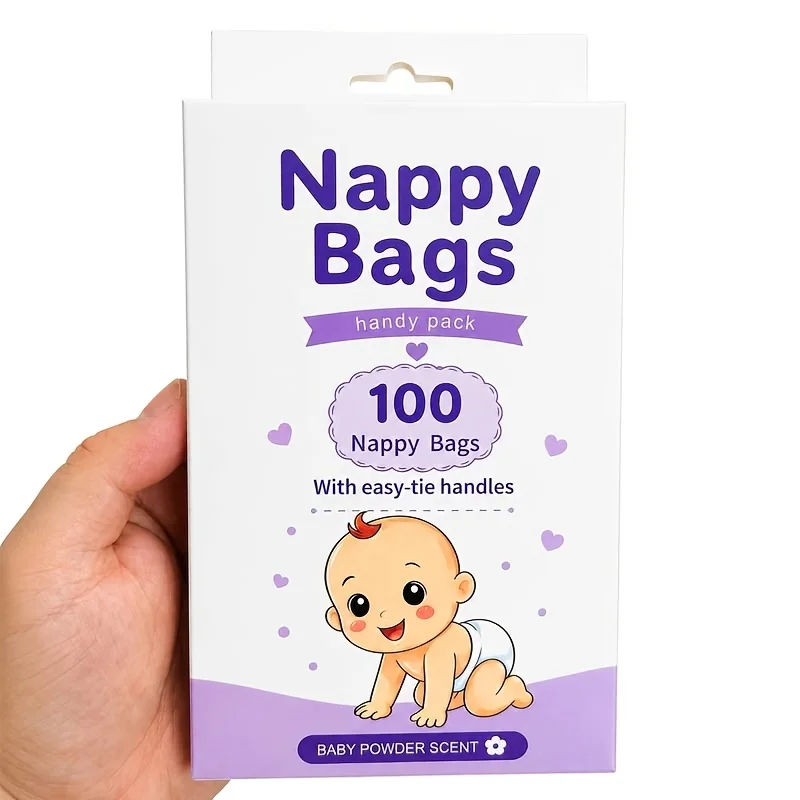 100-Pack Diaper Disposal Bags, Portable Disposable Diaper Wet Waste Bags, Scented Diaper Collection Bags, Vest-Style Baby Diaper Bags view 6
