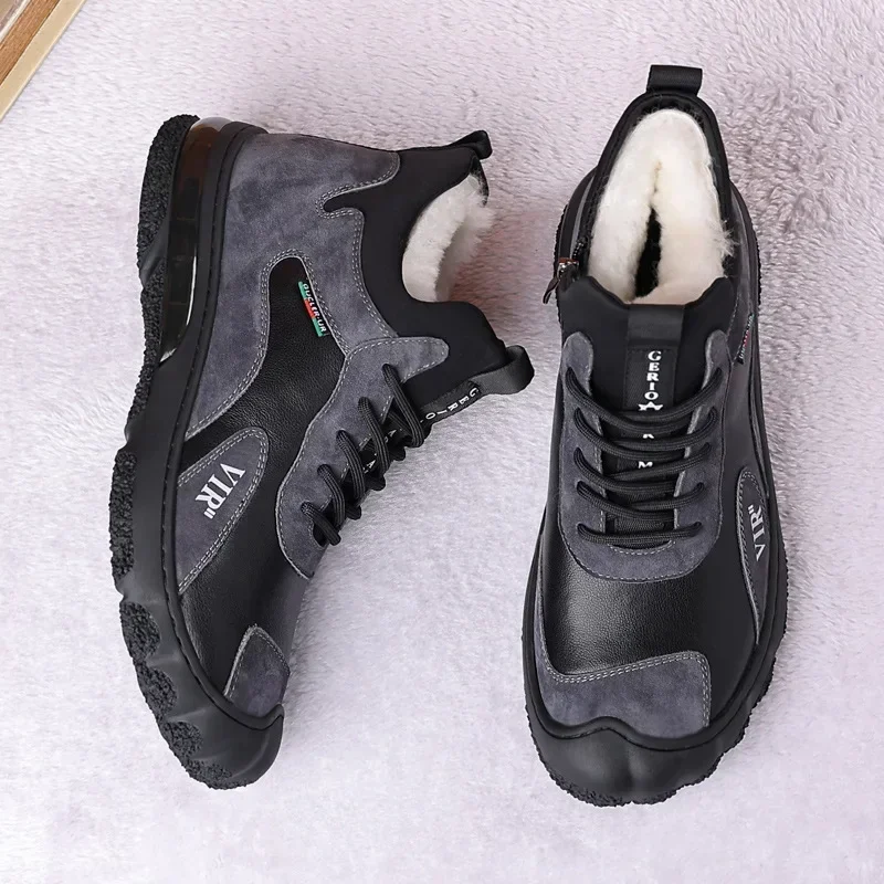 High Quality Mens Boots Fashion Mens Snow Boots Non-slip Man Cotton Shoes Winter Casual Sneakers Velvet Men Shoes 2024 New Botas