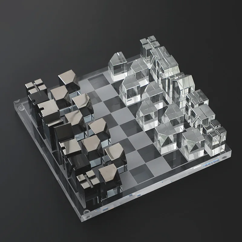 Home decoration transparent acrylic chessboard ornaments European style light luxury living room tabletop decoration ornaments