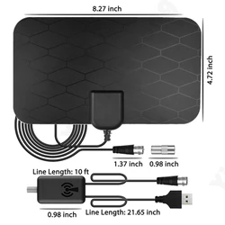 Antenne de télévision DVB-T2 numérique d'intérieur de Protable 3000 Miles Range 4K 8k HDTV 1080p Récepteur Amplificateur Booster Pour tv box Antenne de voiture