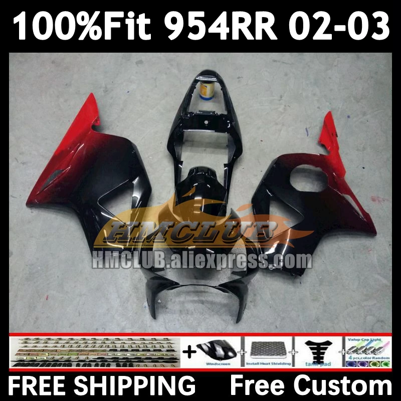 Injection Fairing For HONDA CBR900RR CBR 900 954 CBR900 CBR954 RR 92No.120 CBR black red 954RR 02 03 CBR954RR 2002 2003 Bodys