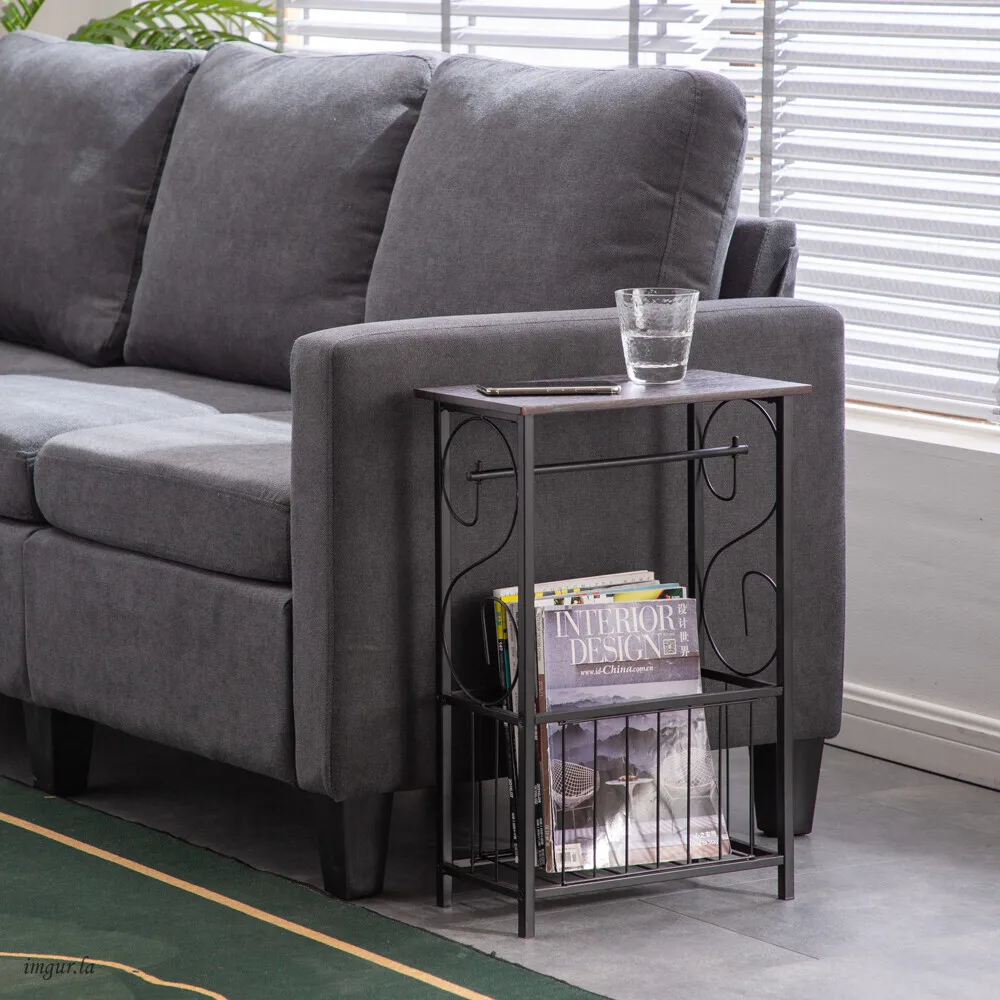 

Многофункциональный столик для ванной комнаты (37 x 20 x 55 см) / Приставной столик для интерьера, подставка для журналов и салфеток, темно-коричневый