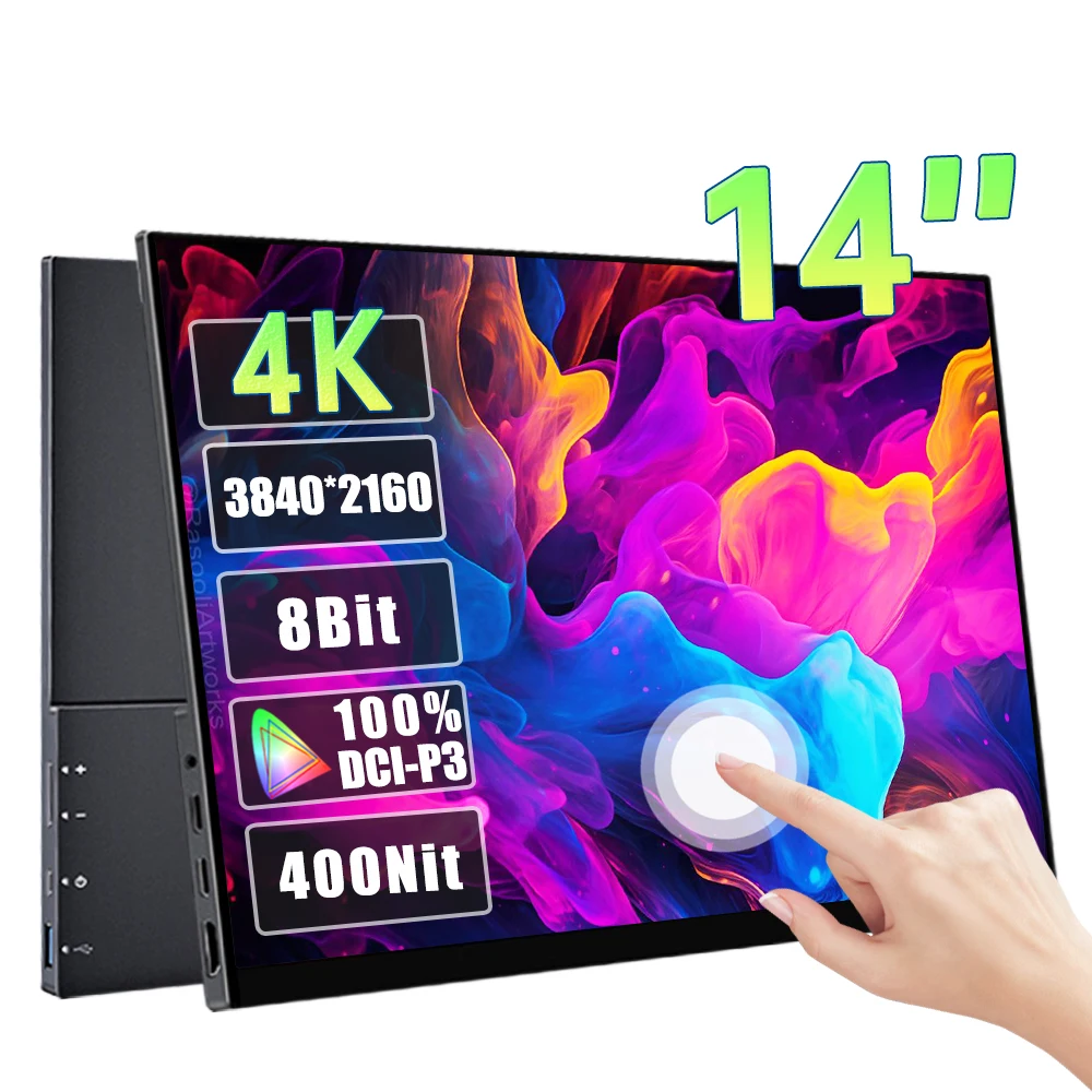 

13.3/14 Inch 4K UHD Touchscreen Portable Monitor 3840*2160 HDR 100%sRGB 400Nit Display IPS Screen For PC Laptop Xbox PS5 Switch