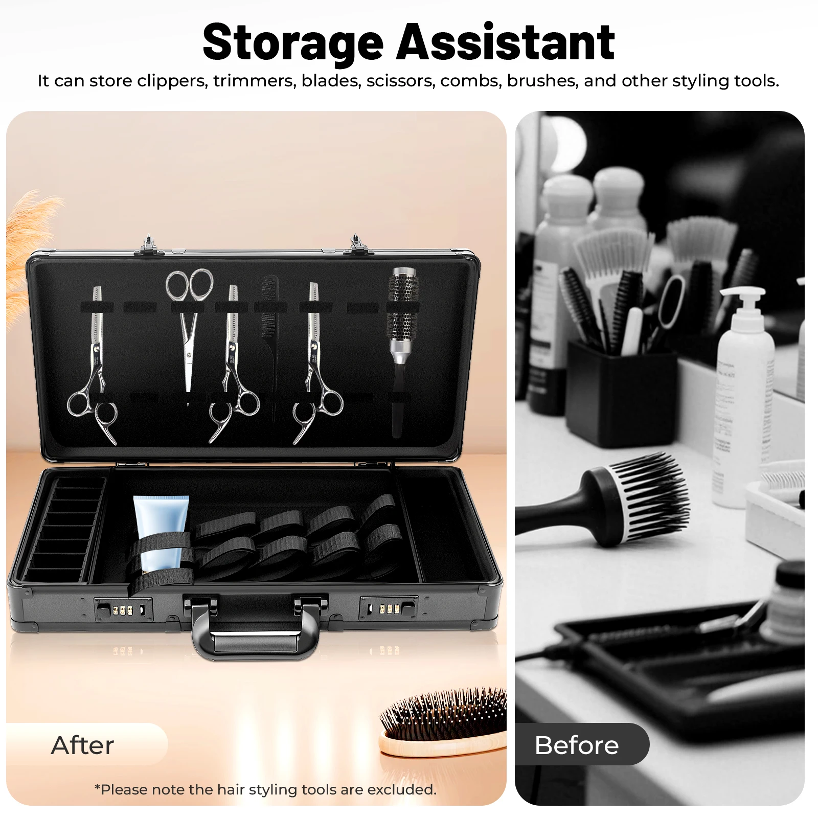 

Aluminum Barber Tool Case Portable Storage Box with Shoulder Strap for Clippers Trimmers and Hairdressing Equipment