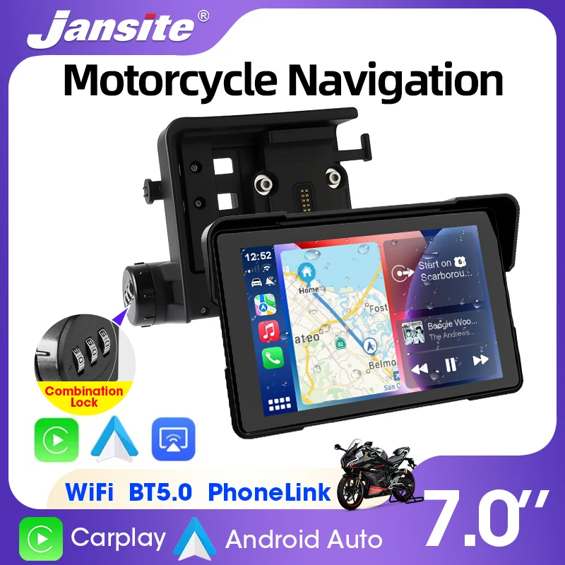 Jansite Wireless CarPlay Android Auto Portable Motorcycle Digital Dashboard Navigation Screen Special For BMW R1200GS R1250GS