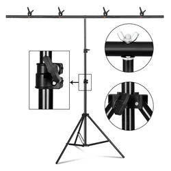 SH Soporte en forma de T Fondo de trípode Fotografía Sistema de soporte ajustable Estudio fotográfico para fondos de muselina no tejida