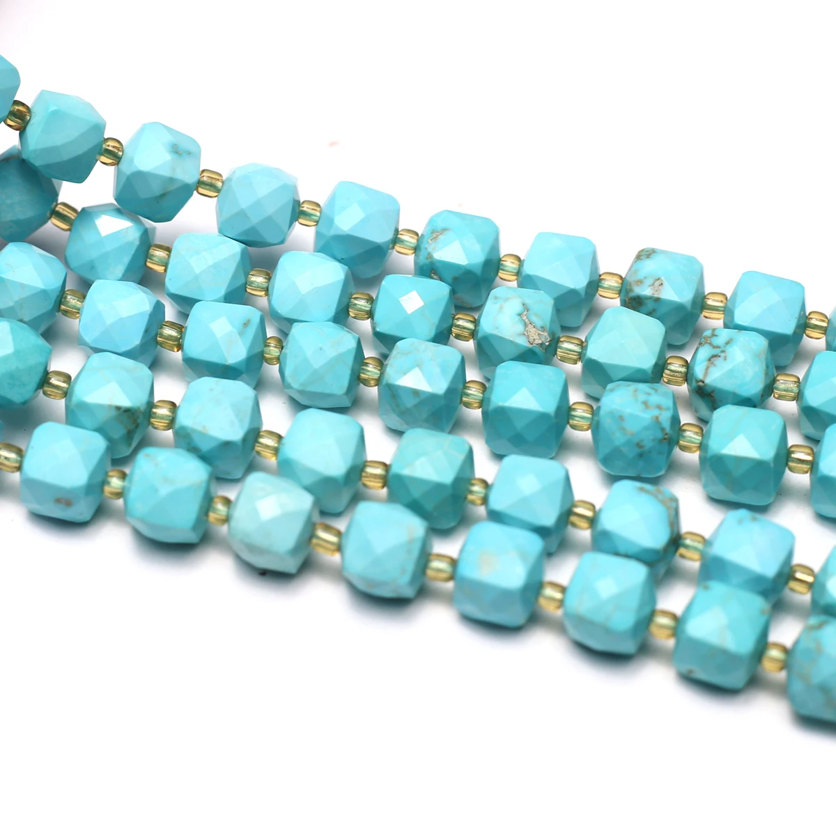 

Natural Stone Blue Turquoise Faceted Cube Loose Spaced Beads Jewelry Making DIY Necklace Bracelet Accessories