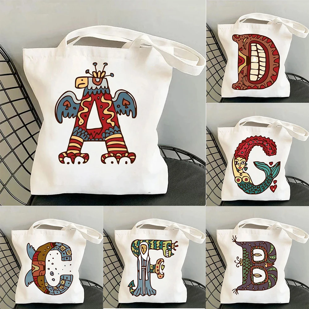 

Artistic Letter Print Canvas Tote Bag Fashion Casual Stylish and Personalized for Daily Shopping Commute School