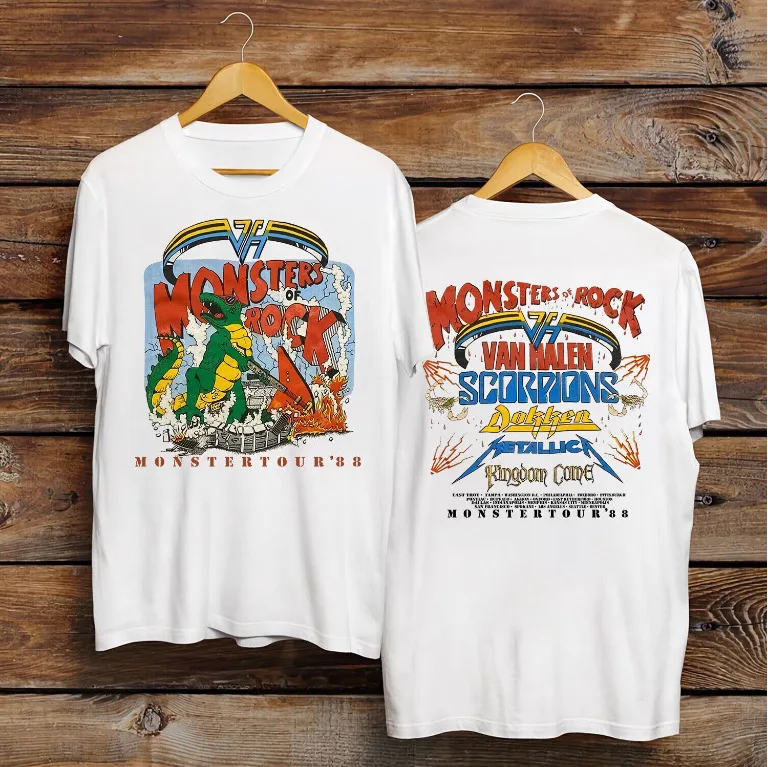 Tour Rock Monsters T-Shirt 1988 Shirt Vintage Concert Halen Van Unisex '88