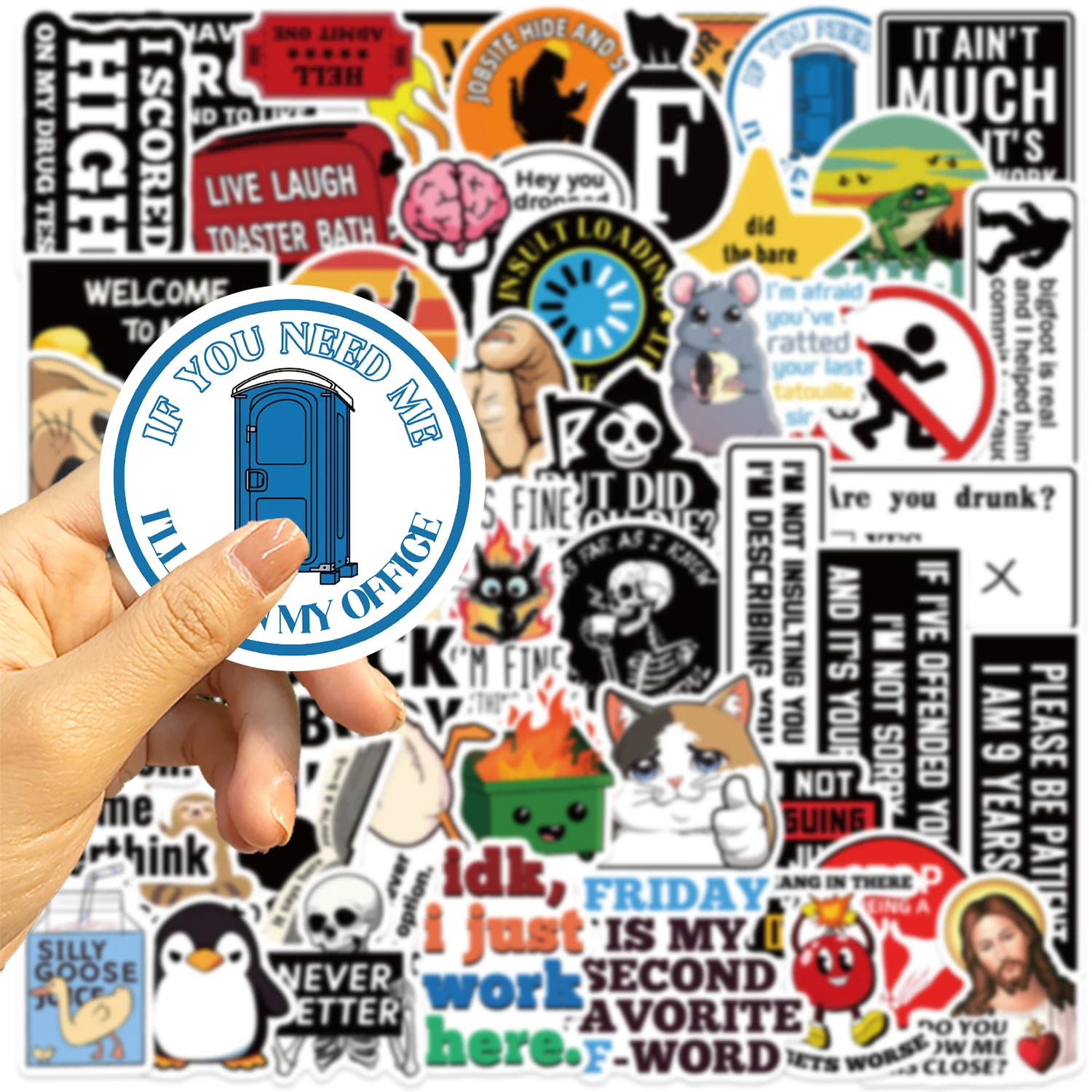 50Pcs Prank Meme Graffiti ไวนิลสติกเกอร์สติ๊กเกอร์แบบใช้ซ้ําได้สําหรับแล็ปท็อปขวดน้ํากระเป๋าเดินทางที่มีสีสันสนุก Designs สติกเกอร์