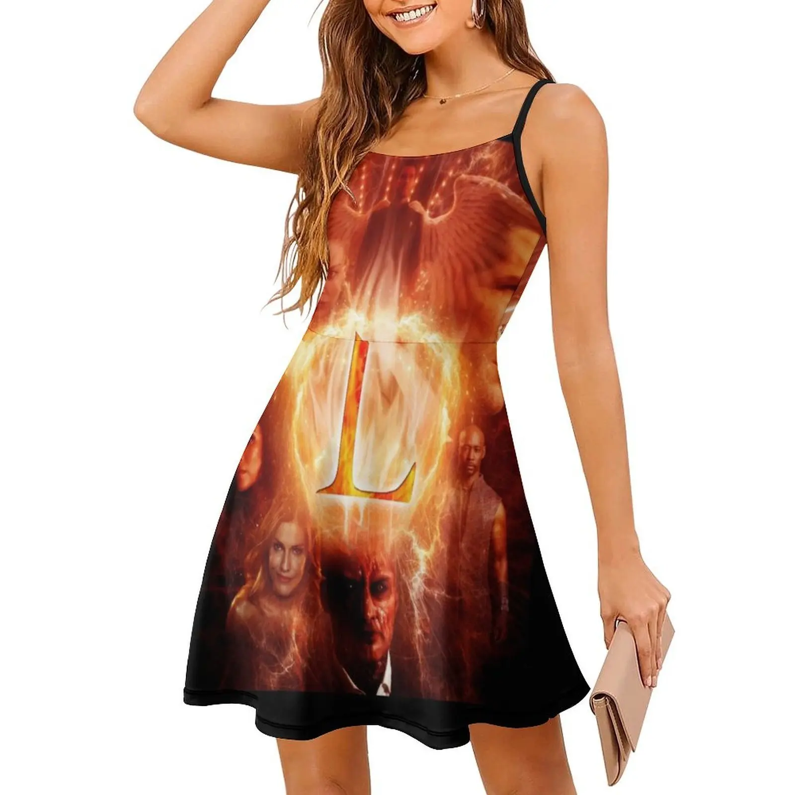 لوسيفر كاست ملصق المرأة الشارع الشهير فستان الحفلات العصرية طباعة ملابس النادي للإناث لوسيفر توم إليس الشيطان الملاك كريستين