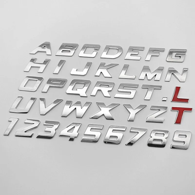 New 3D Metal 25mm Italic Car Letters Alphabet Emblem Numbers Chrome Labeling Auto Sticker Trunk Logo Letters Emblem Accessories