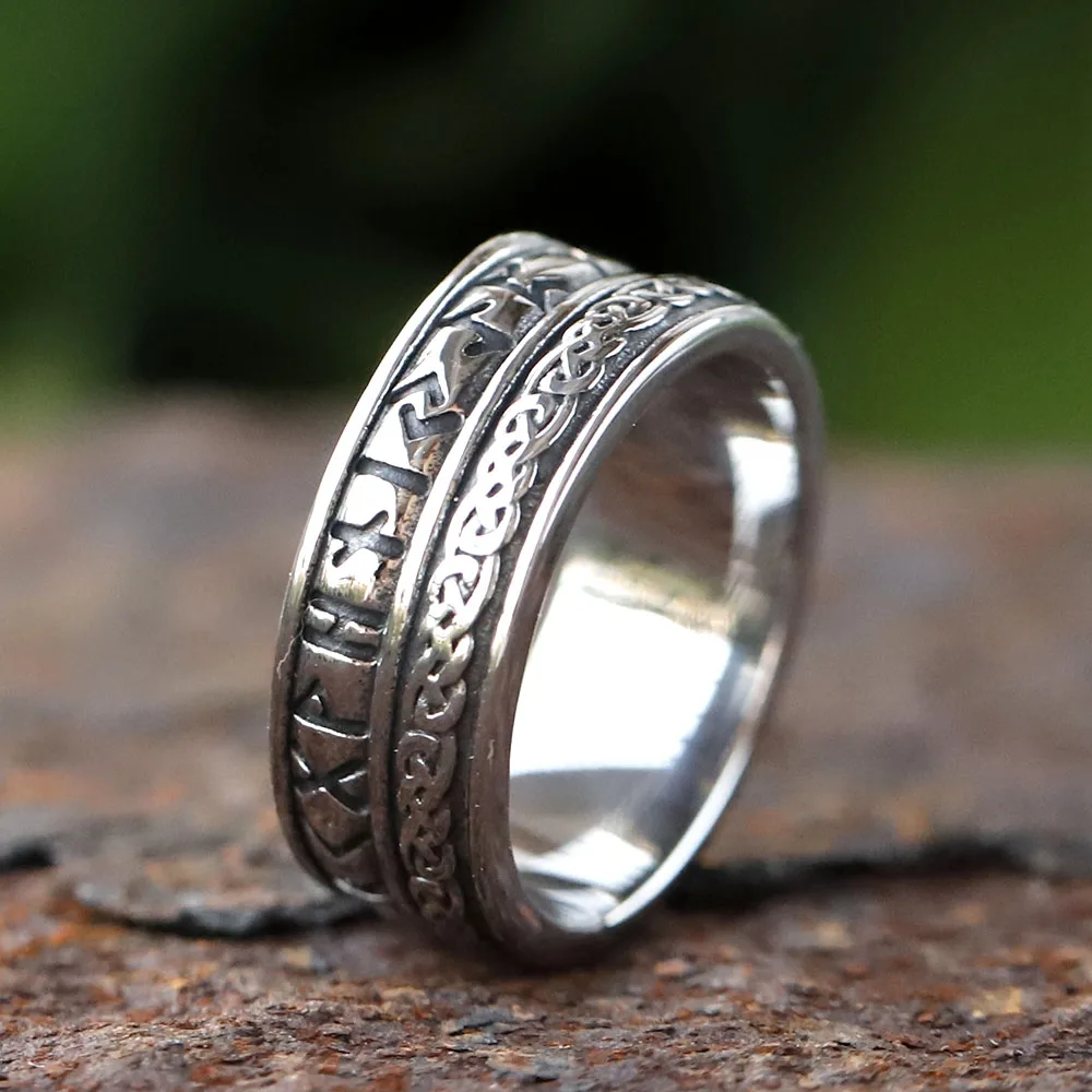Vintage Odin Norse Viking Rune Rings For Men Fashion Stainless Steel Celtic Knot Rings Retro Couple Amulet Jewelry Drop shipping