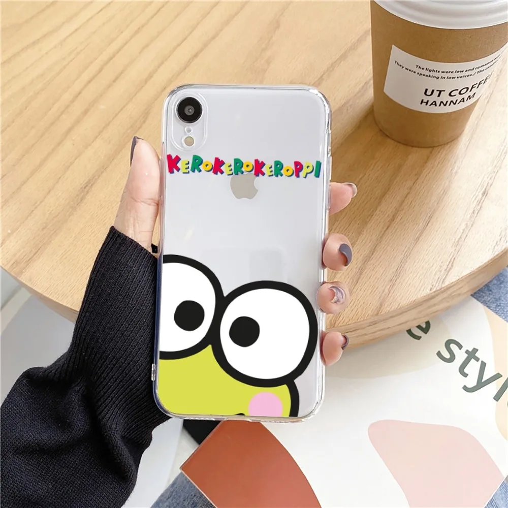 Cartoon Cute Frog K-Keroppi Phone Case For Iphone 15 11 13 14 Pro Max 7 8 Plus X Xr Xs Max Se2020 12mini Transparent Cover