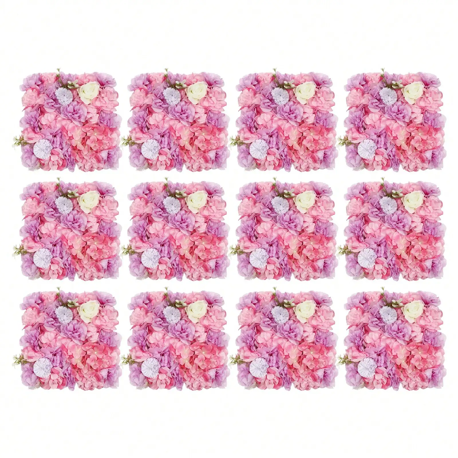 12PCS Artificial Flower Wall Panel 15''x15'' Decorative Hydrangea Flower Panels Wall Flower Panels For Party