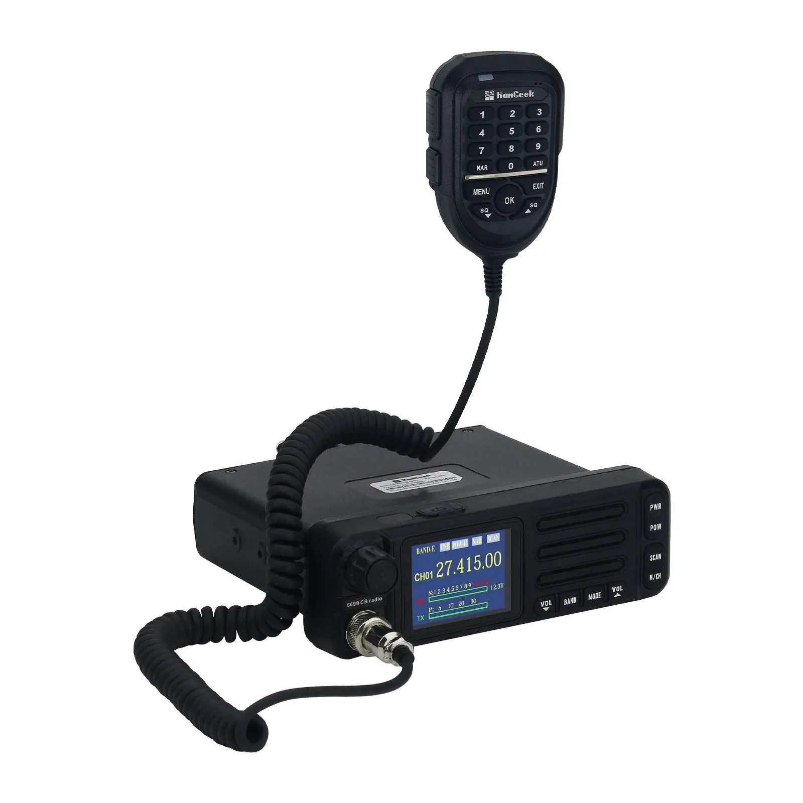 HamGeek 6699-CB Mobile Radio 1-30MHz/21-30MHz FM/AM/CW/SSB Modes Professional Transceiver with Microphone  ﻿