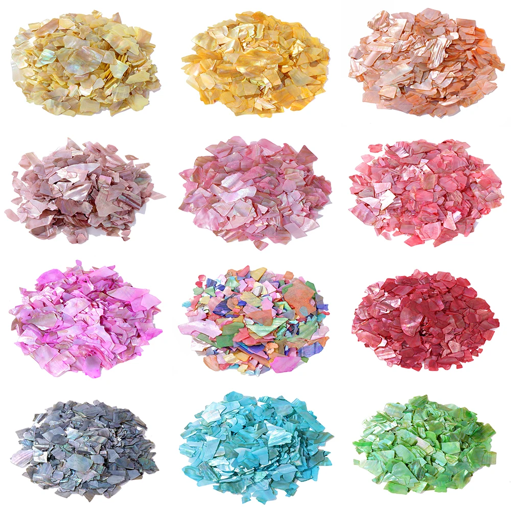 Wholesale 20g/50g/100g Natural Dyed Shell Fragments Irregular Shell Chip Beads Fragments for DIY Manicure Painting Accessories