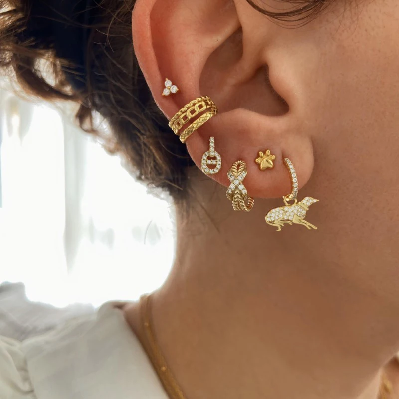 NEW 925 Sterling Silver Ear Needle Threaded Cross Zircon Studs Earrings Retro C Shape Earrings For Women Fashion Wedding Jewelry