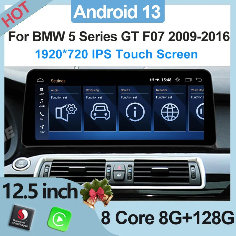 

Qualcomm 8G+128G Android13 Carplay Auto For BMW 5Series GT F07 2009-2016 Central Multimedia Video Player Bluetooth Navigation 4G