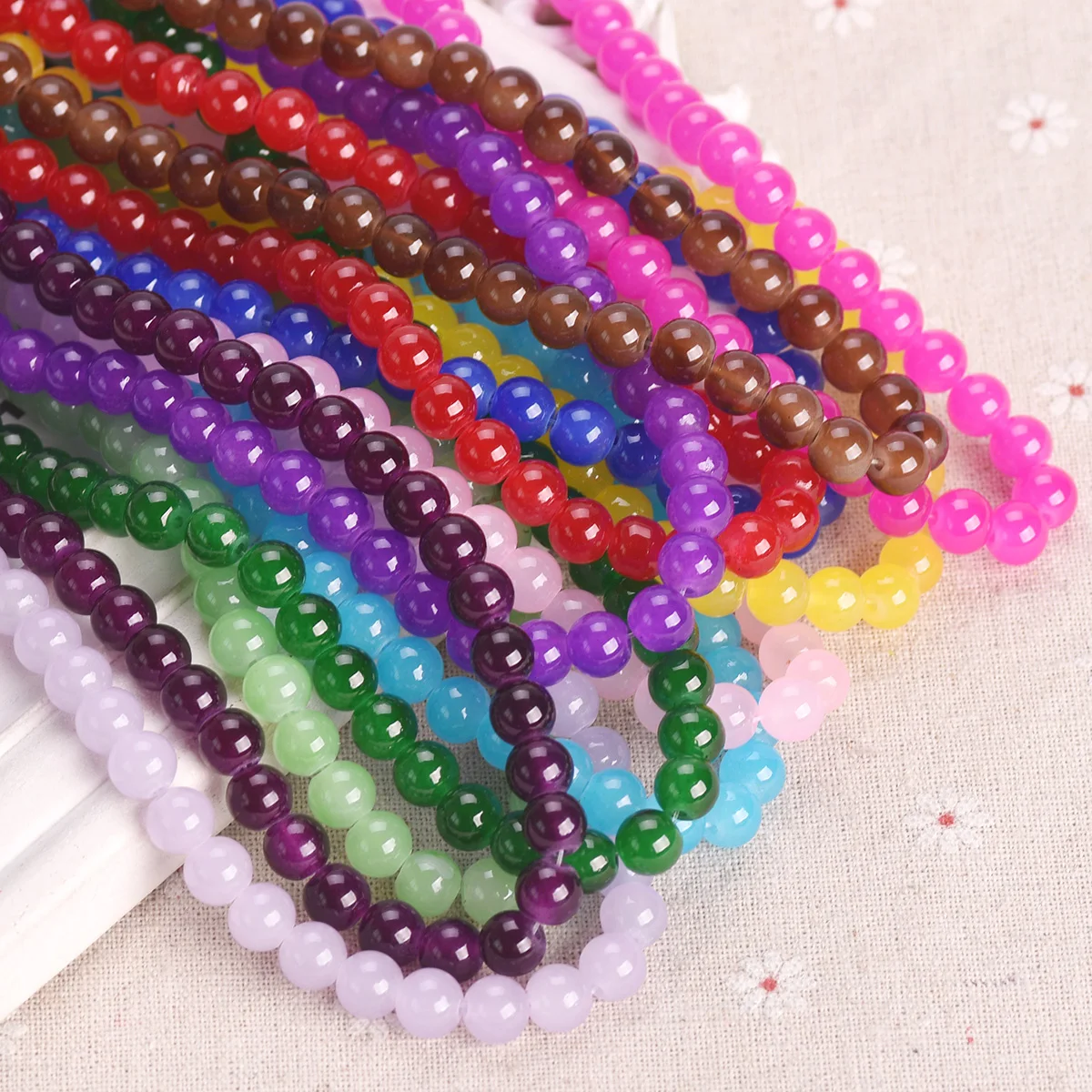 Round 6mm 8mm 10mm Imitated Jade Opaque Glass Loose Beads For Jewelry Making DIY Earring Findings