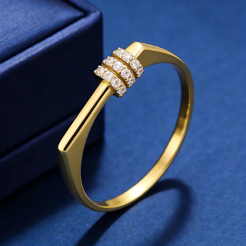 Huitan Mehrreihige Kubische Zirkonia Geometrische Ringe für Frauen Silberfarben/Goldfarben Minimalistischer Statement-Schmuck für Alltag und Party 2026 – Detail 7