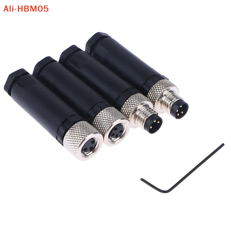(HB05)M8 Sensor Connector Waterproof Male&female Plug Screw Threaded Plug Coupling 3 4 Pin Flange Socket Back Mount