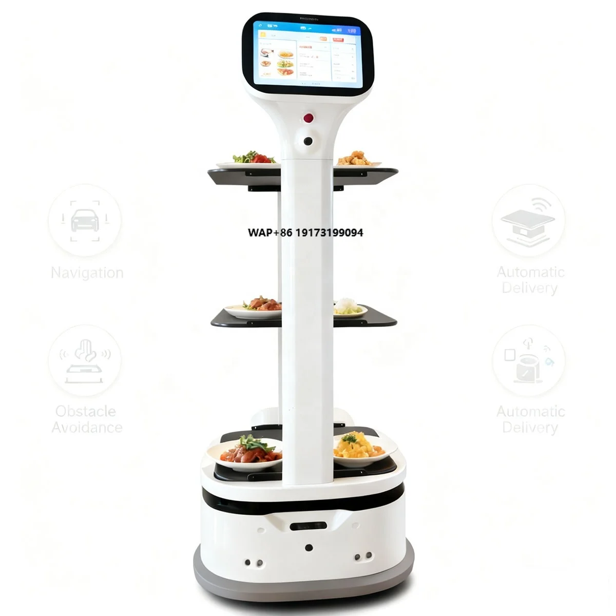 

SMAR Restaurant Delivery Robot Service Robot Waiter Autonomous Delivery Patrol Multi-Layer Stable Tray 15kg Payload 6-8h Standby