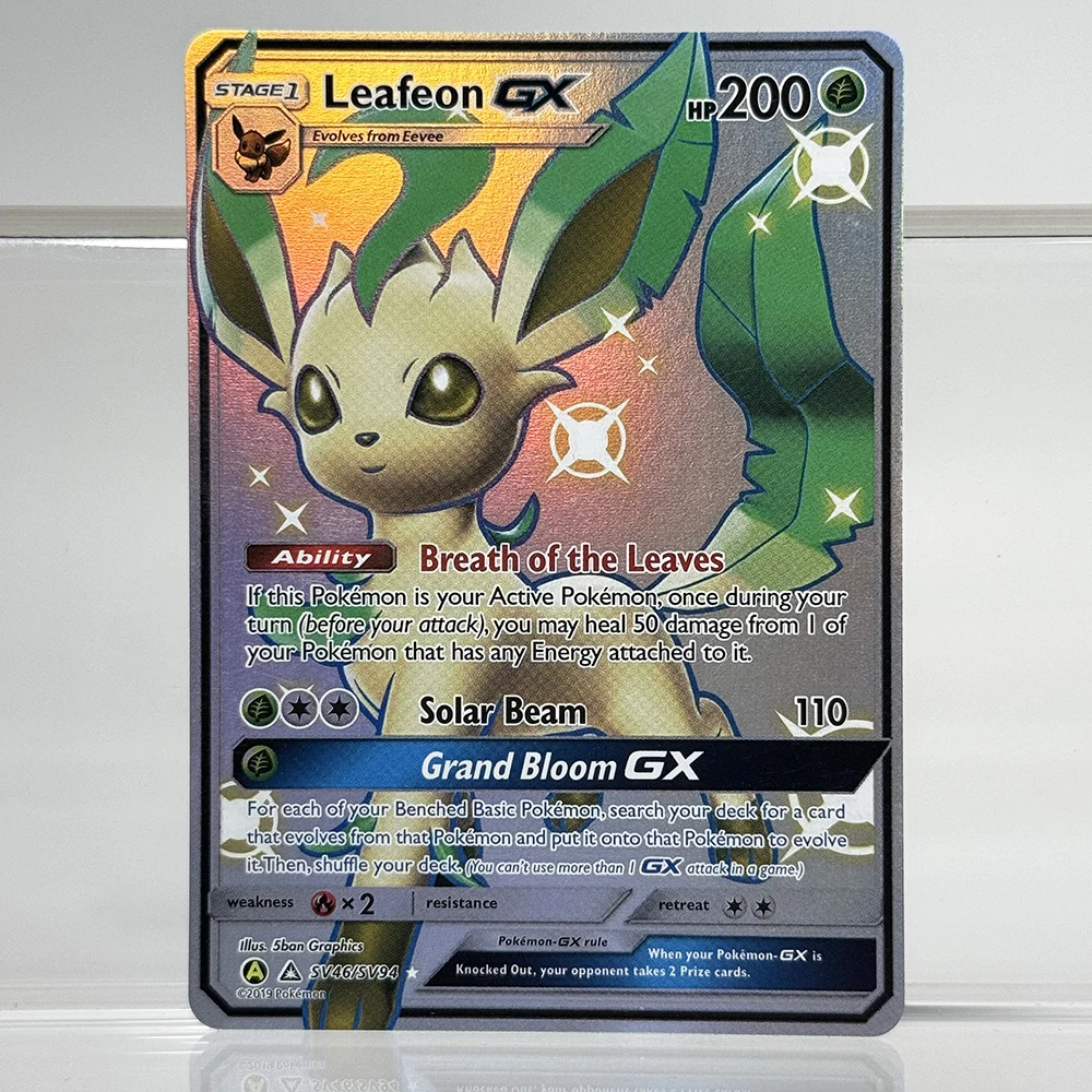 PKM Foil PROXY Cards Sun & Moon UmbreonGX LeafeonGx Lusamine Shining Rayquaza PTCG Game Collection Cards Game Toys