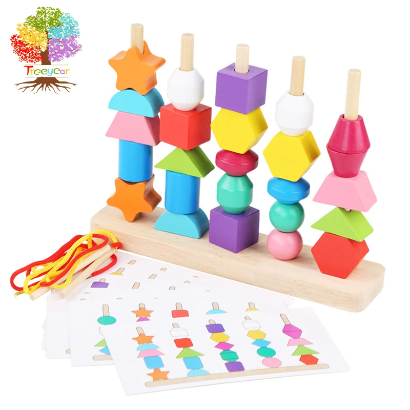 

Treeyear Montessori Toys Stacking Blocks Lacing Beads Fine Motor Skills Montessori Toys, Preschool Learning Toys