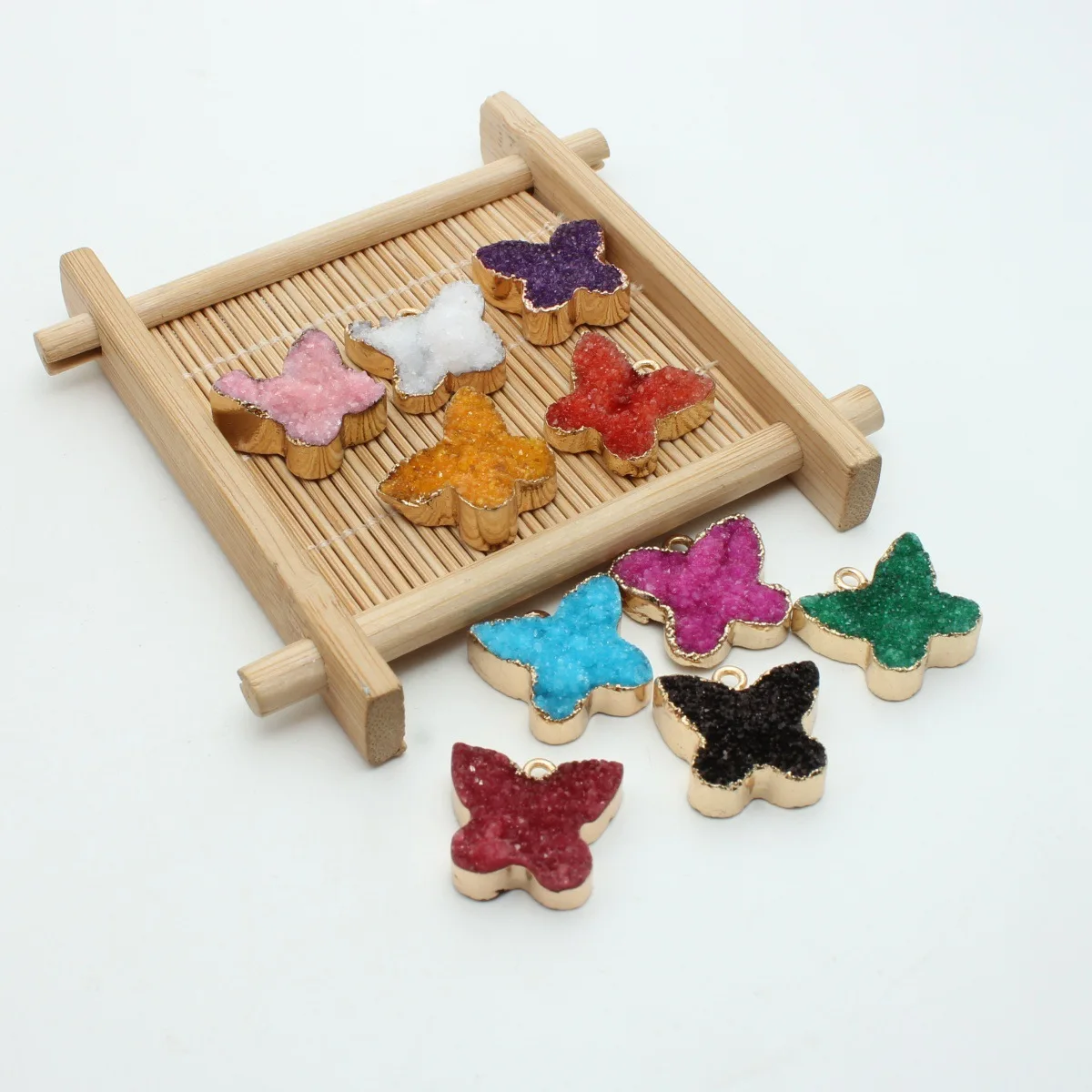 Natural Semi-Gemstone Butterfly Crystal Pendant 18x16mm Bracelet Necklace Butterfly Jewelry DIY Accessories