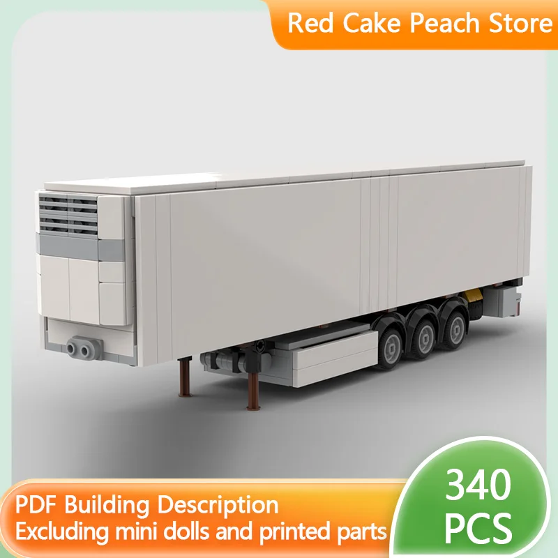 

Модель городской автомобиль MOC, строительные кирпичи, белый холодильный прицеп, модульная технология, детские праздничные подарки, сборка игрушек, костюм