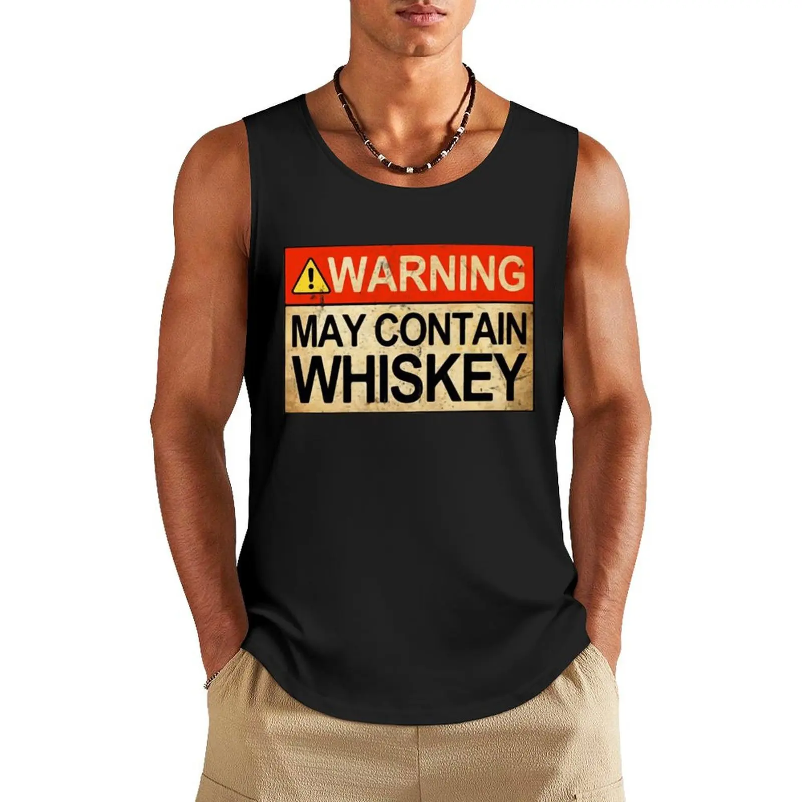 

Warning MAY CONTAIN WHISKEY Tank Top gym men Men's fitness t-shirt