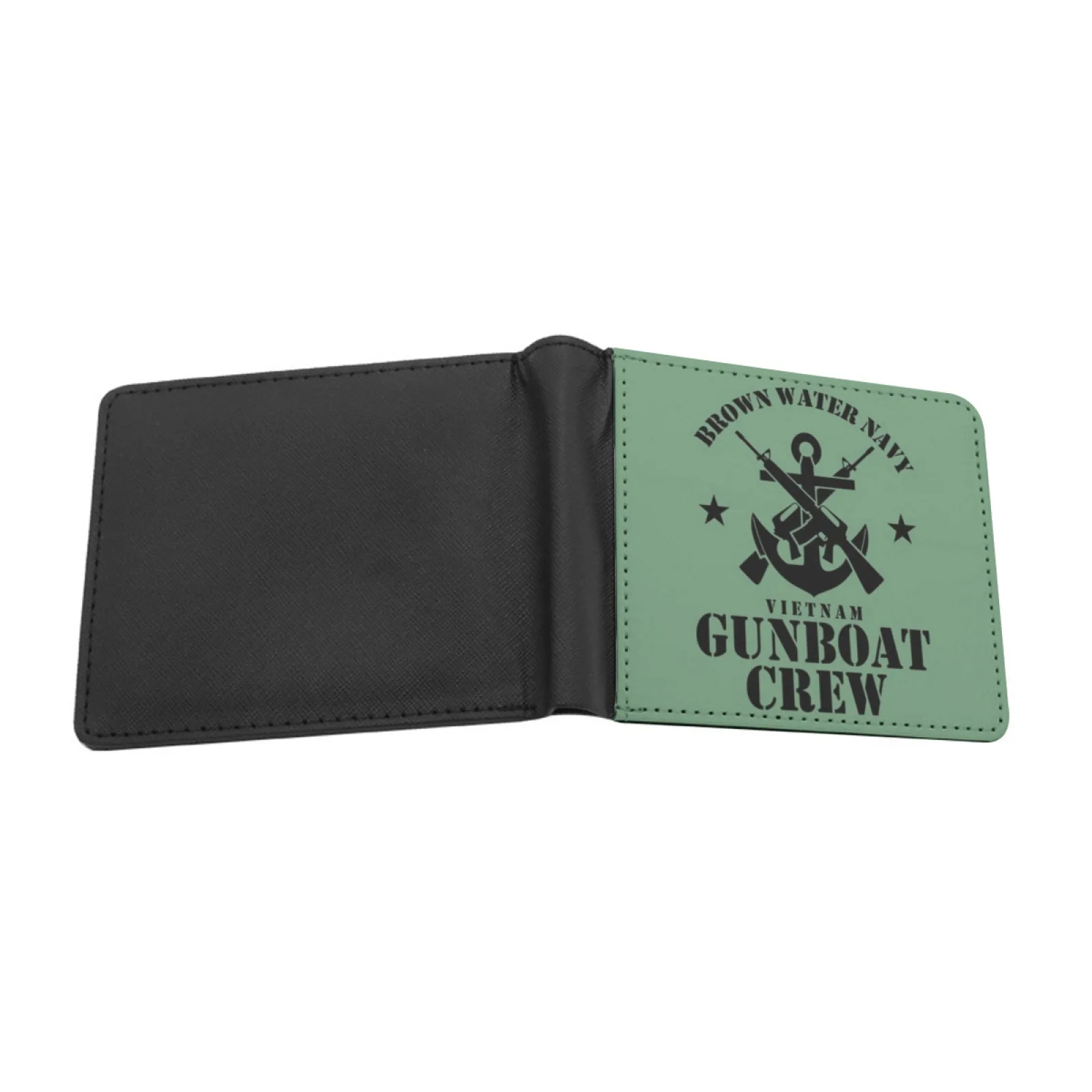 Brown Water Navy Gunboat Crew Subdued Men's Wallet Pu Leather Wallet Multifunction Credit Card Purse Vietnam Soldier Veteran