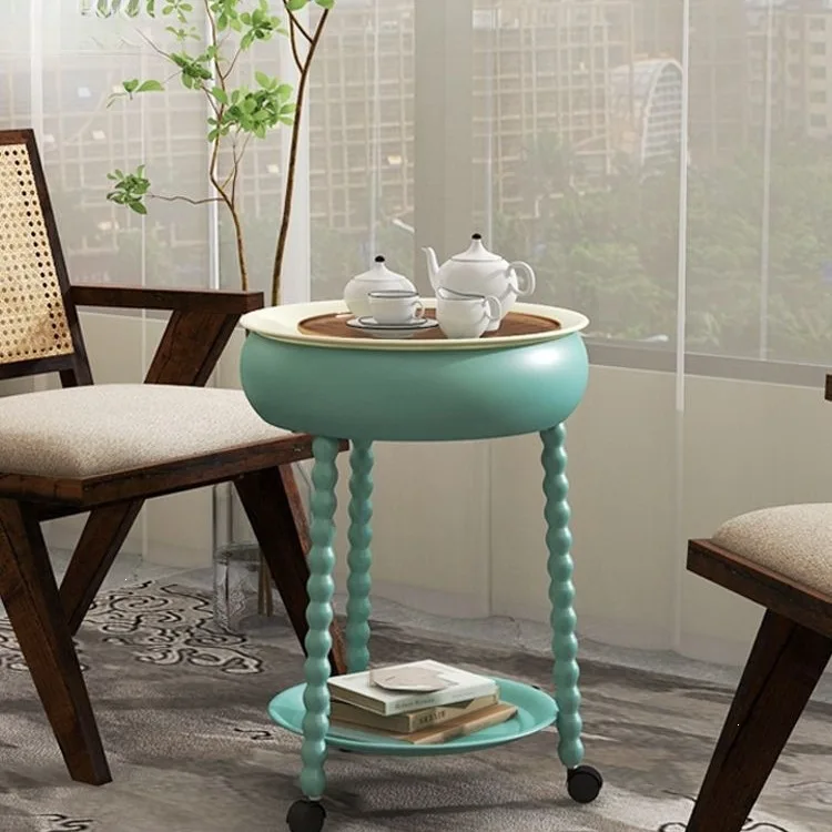 Nordic simplicity, wheeled storage edge, household living room, sofa edge, balcony leisure corner