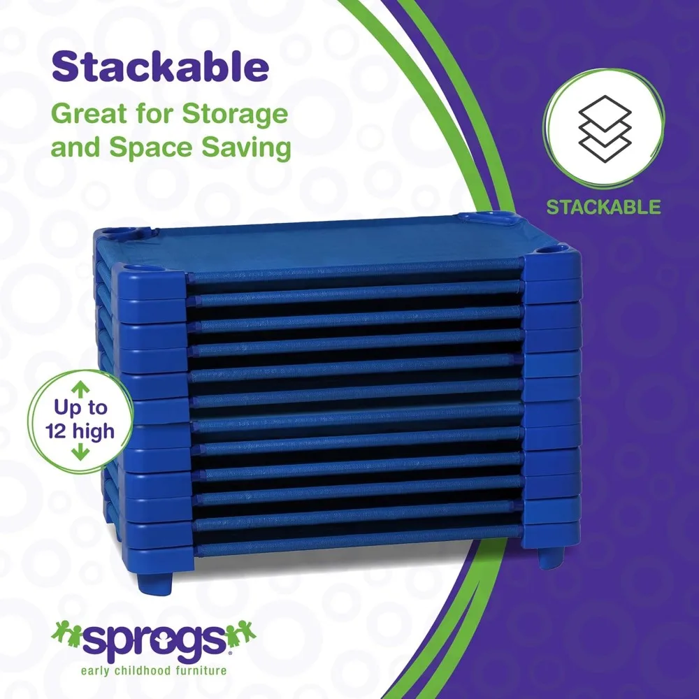 Durable Stackable Standard 52L Cots for Daycare, Preschool Classroom Sleep Cots for Children and Toddlers