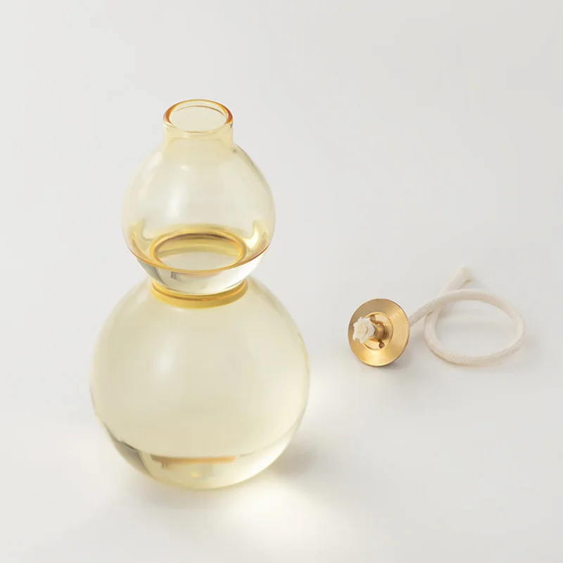 Creative Glass Oil Lamp Pumpkin Gourd Shape Table Decor Romantic Candlelight Atmosphere Minimalist Home Desktop Ornament