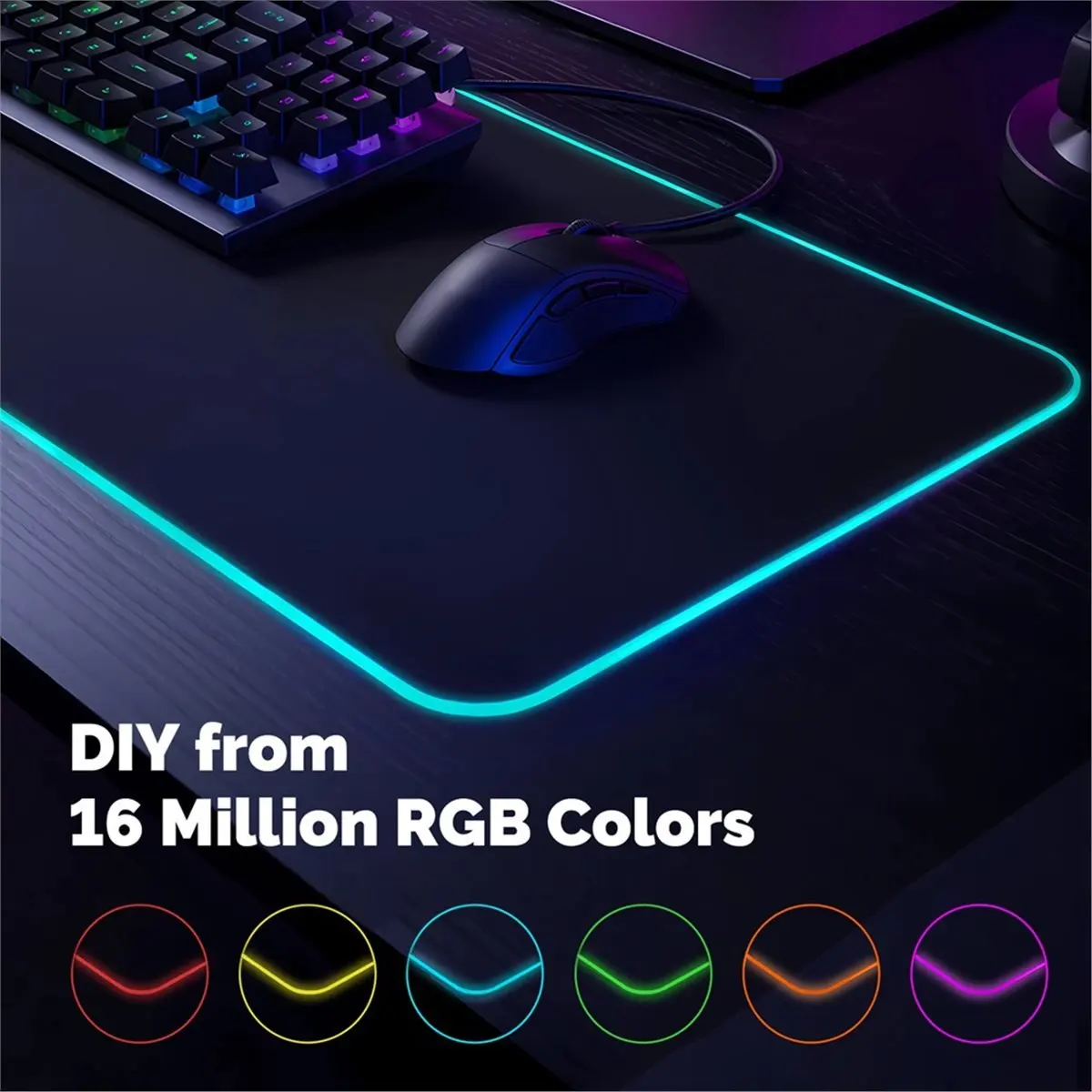 Stable- Tuya WiFi Smart LED Mouse Pad RGBLED Colorful Lighting Office Desk Gaming Atmosphere Mouse Pad for Gaming PC Computer