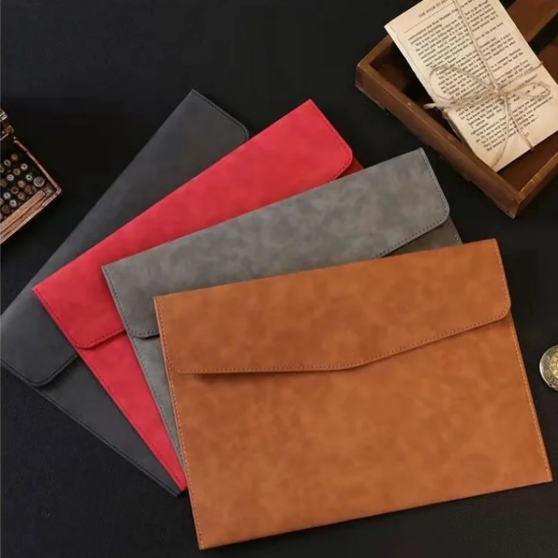 

A4 A5 Leather Data Package - Waterproof File Folder Document Bag, Business Office School Storage Supplies